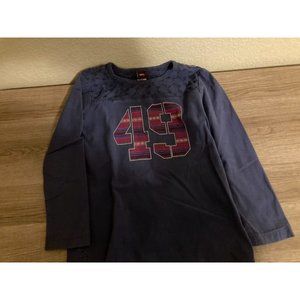 Tea Collection Long Sleeve Blue Top T Shirt 49 Graphic Small 4-5 Lace Top Casual